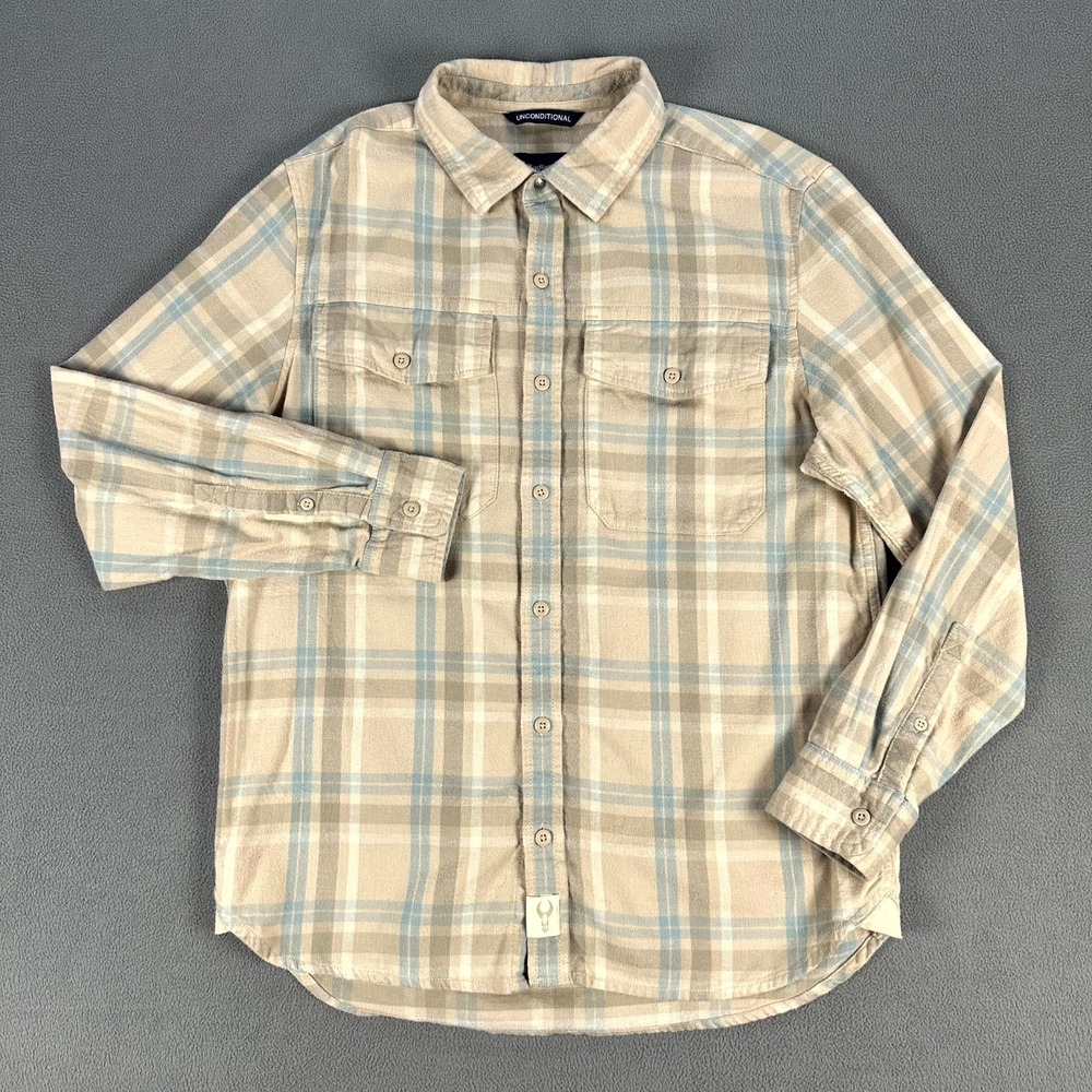 Badlands Ops Flannel Shirt Mens Medium Tan Beige Plaid Outdoor Tactical